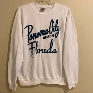 Panama City Beach Florida Sweatshirt Womens XL White Pocket Pullover